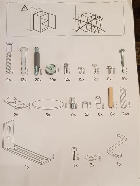 IKEA Cam Lock Screw 112996) 5. . Ikea screw size chart